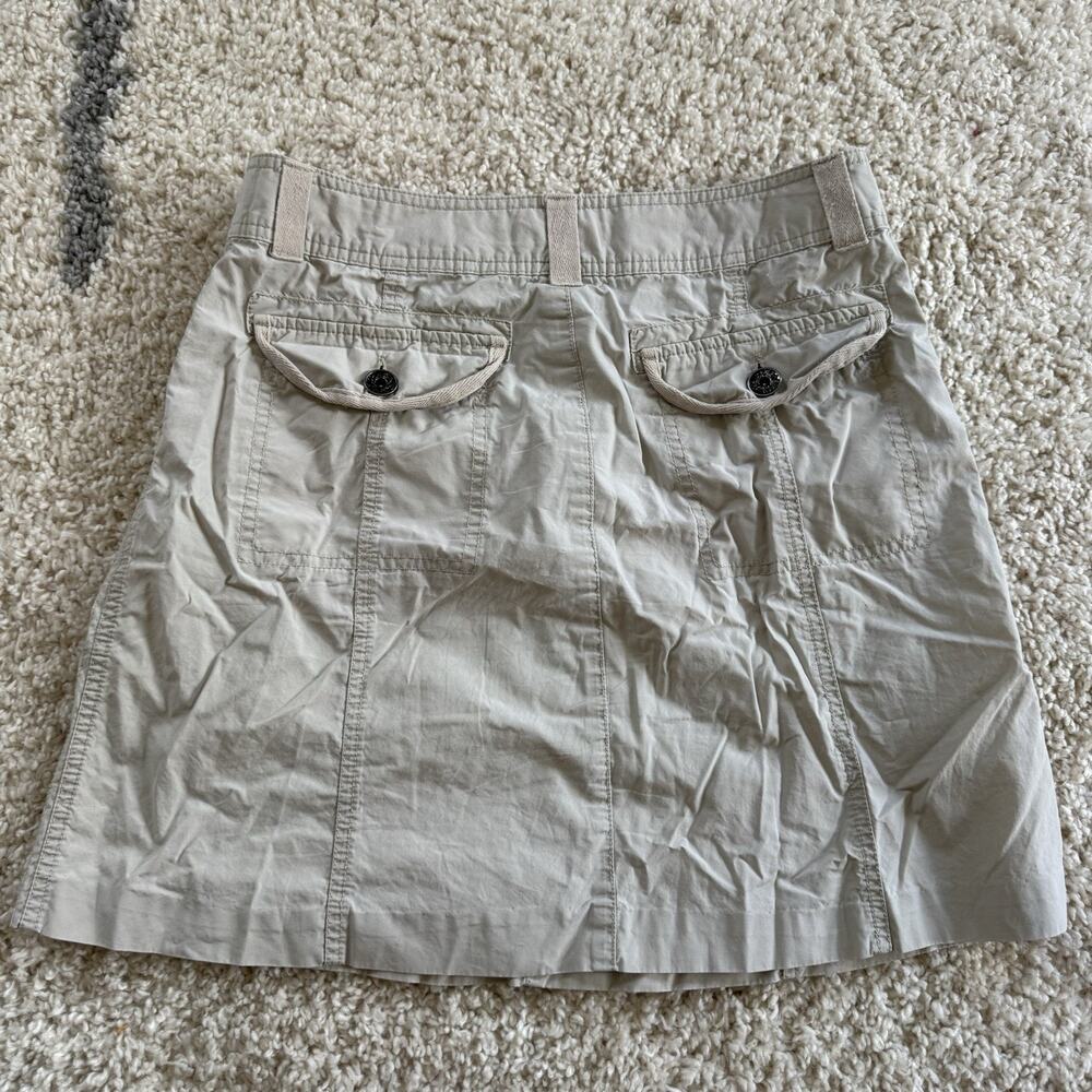 Vtg Willi Smith Cargo Mini Skirt Khaki Y2K Gorpcore Cotton Size 4 Tan High Rise